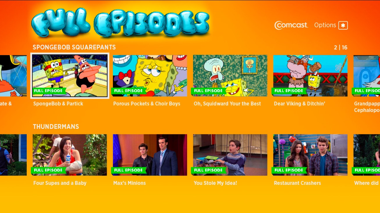 Full episodes browsing organized by show
