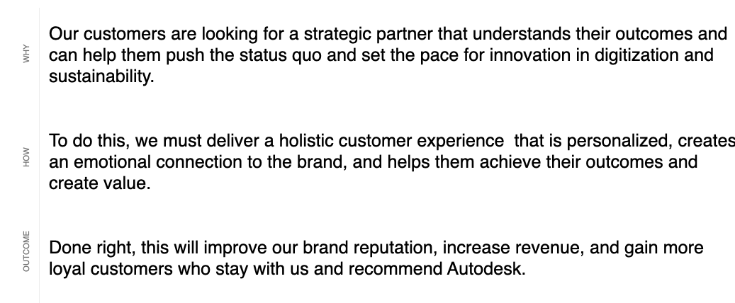 Experience strategy framing — why customers need a strategic partner, how a holistic personalized experience delivers it, and the outcome for brand reputation, revenue, and loyalty