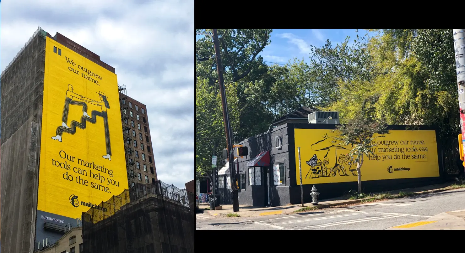 Mailchimp outdoor ads in urban settings